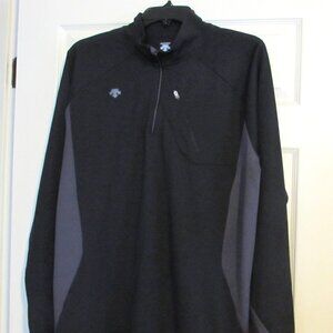 DESCENTE Black Quarter Zip Polyester Pullover Shirt  Size XL